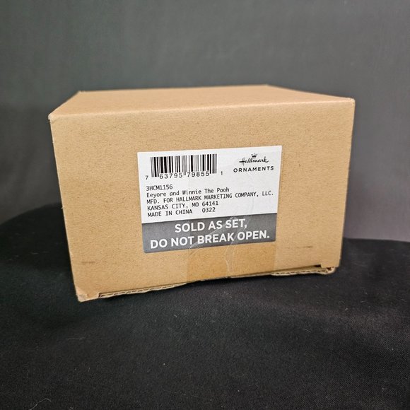 Disney Winnie The Pooh+Eeyore Santa Hallmark Decoupage Christmas Ornaments NIB - Picture 2 of 2